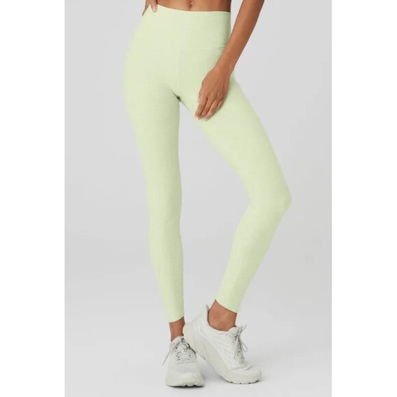 ALO YOGA High Waist Alosoft 7/8 Leggings in Iced Green Tea Heather Size X-Small - Picture 2 of 8